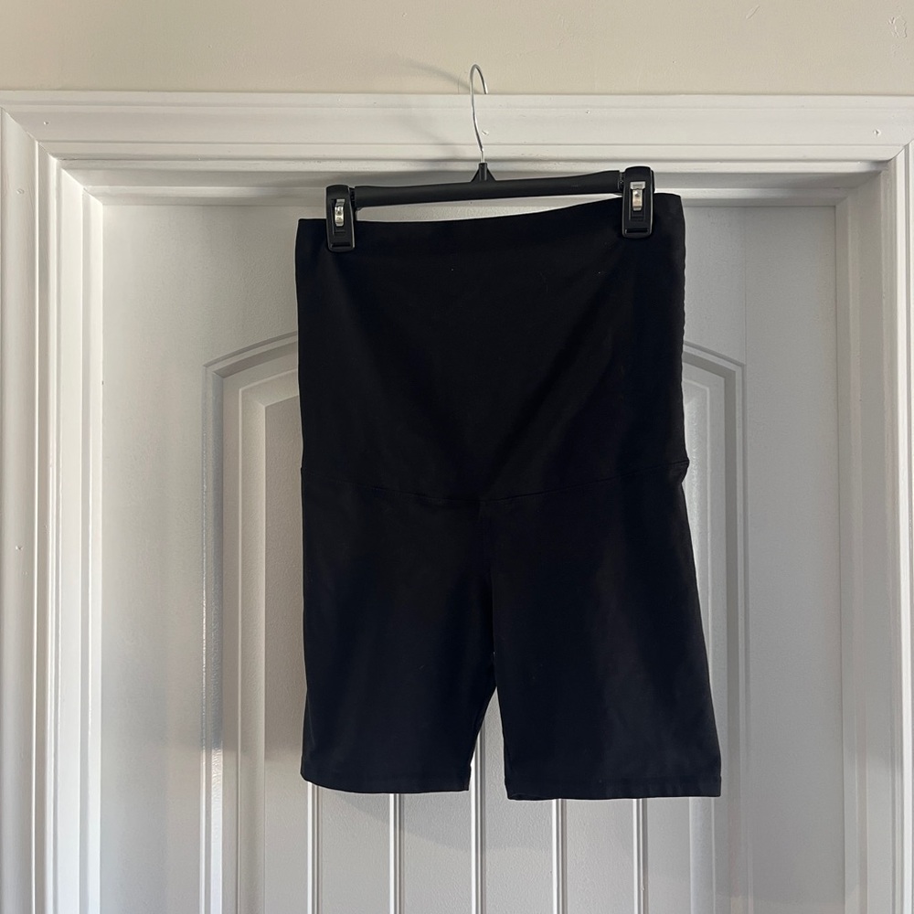 Black Maternity & Postpartum Biker Shorts